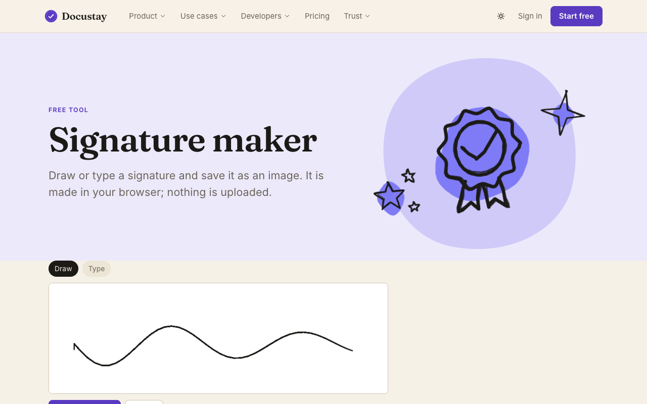 The signature maker with a drawn signature